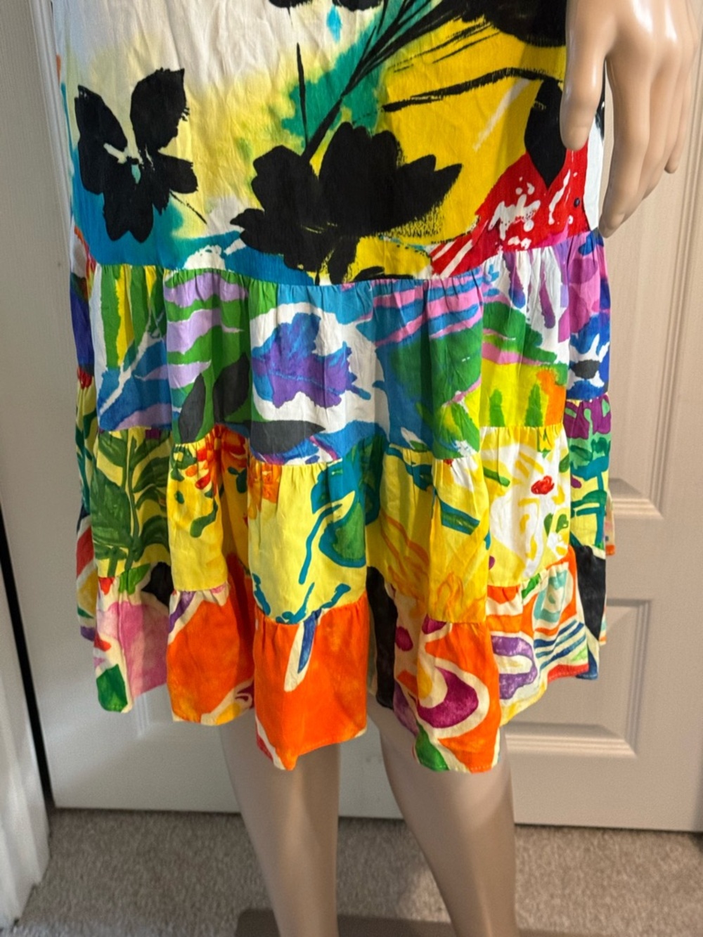 Jams World Symphony Tiered Dress Size L Hawaiian Beach Tropical Floral Colorful - Picture 4 of 13